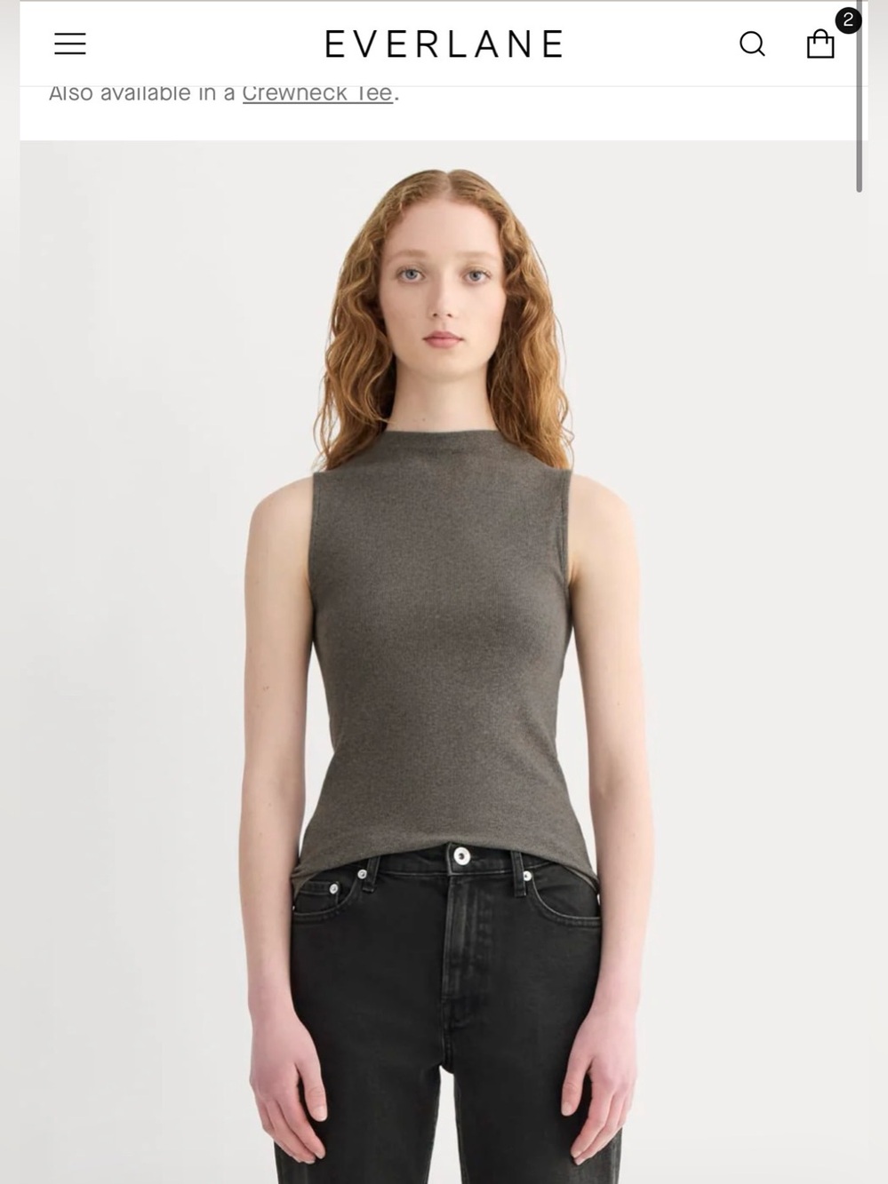 Everlane Luxe Rib Funnel Tank, XL Heather Fatigue